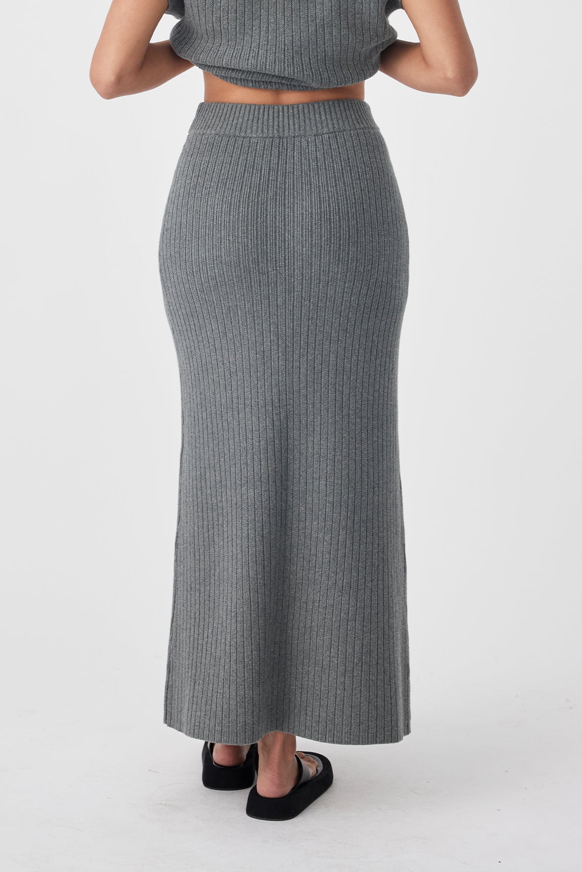 Maya Organic Cotton A-Line Skirt - Dark Grey Marle