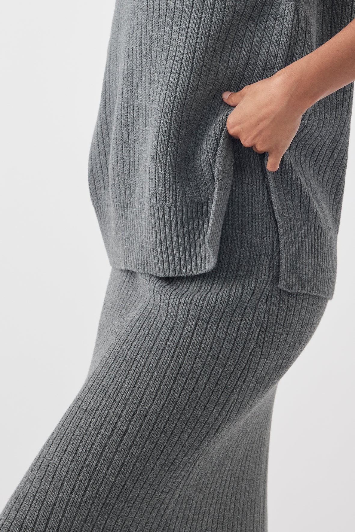 Maya Organic Cotton A-Line Skirt - Dark Grey Marle