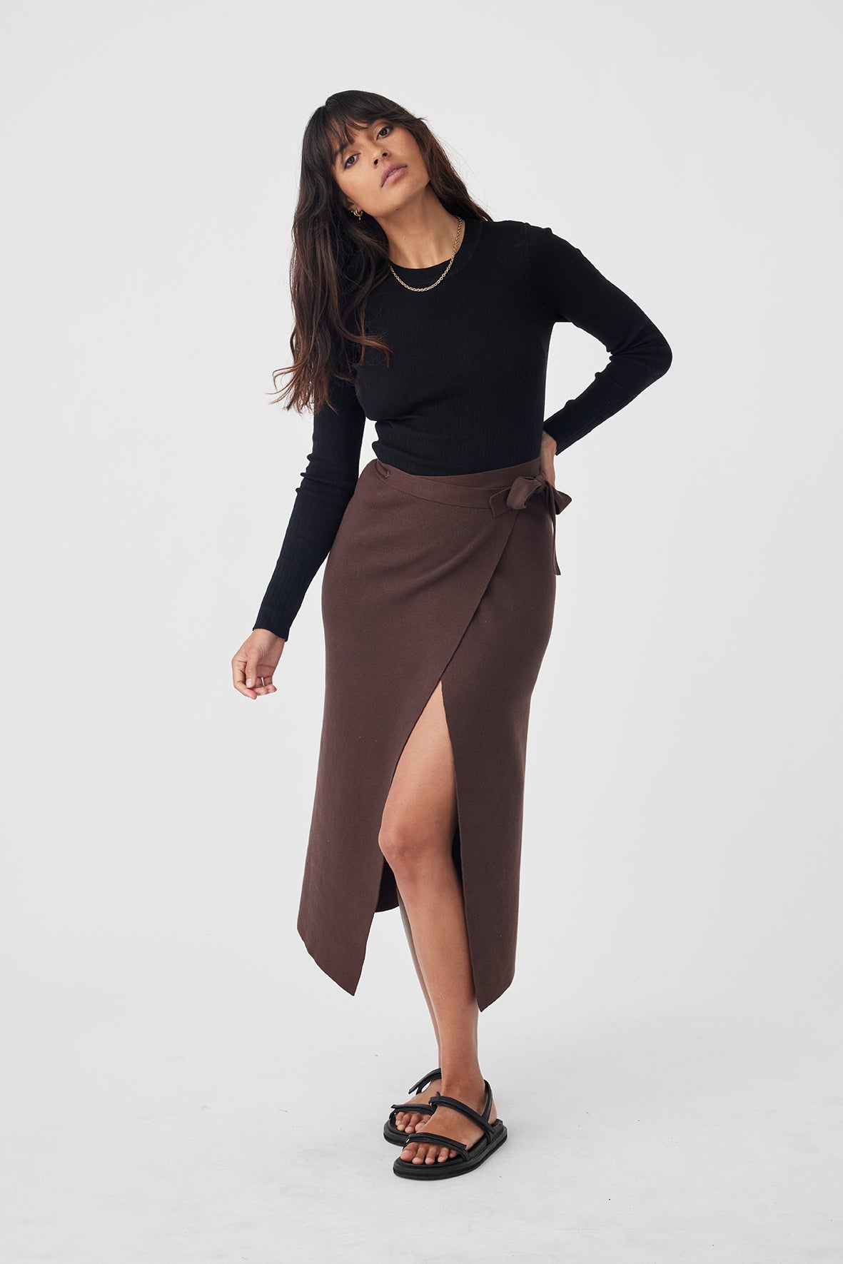 Ren Wrap Skirt - Chocolate