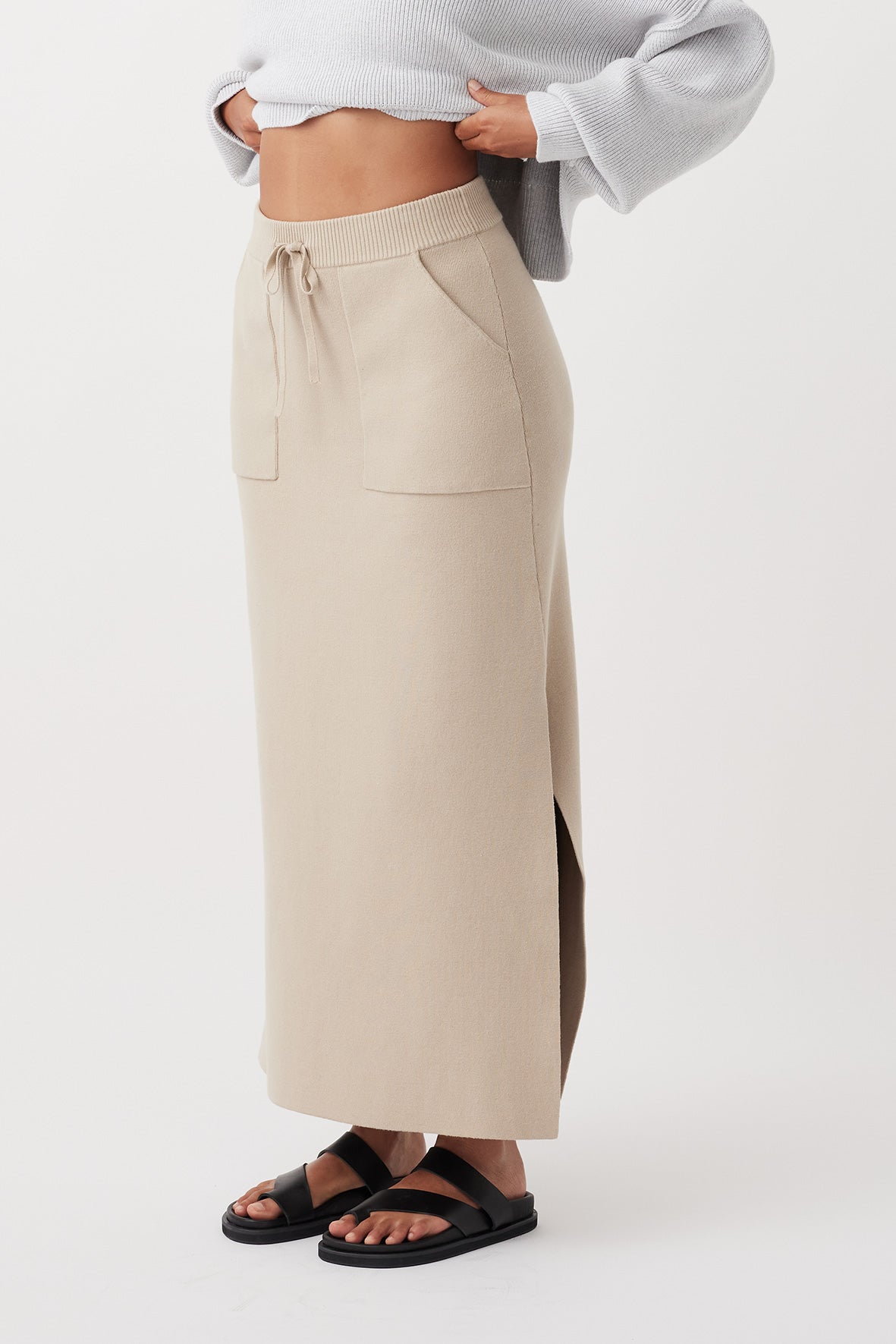 Lou Organic Cotton A-Line Skirt - Taupe