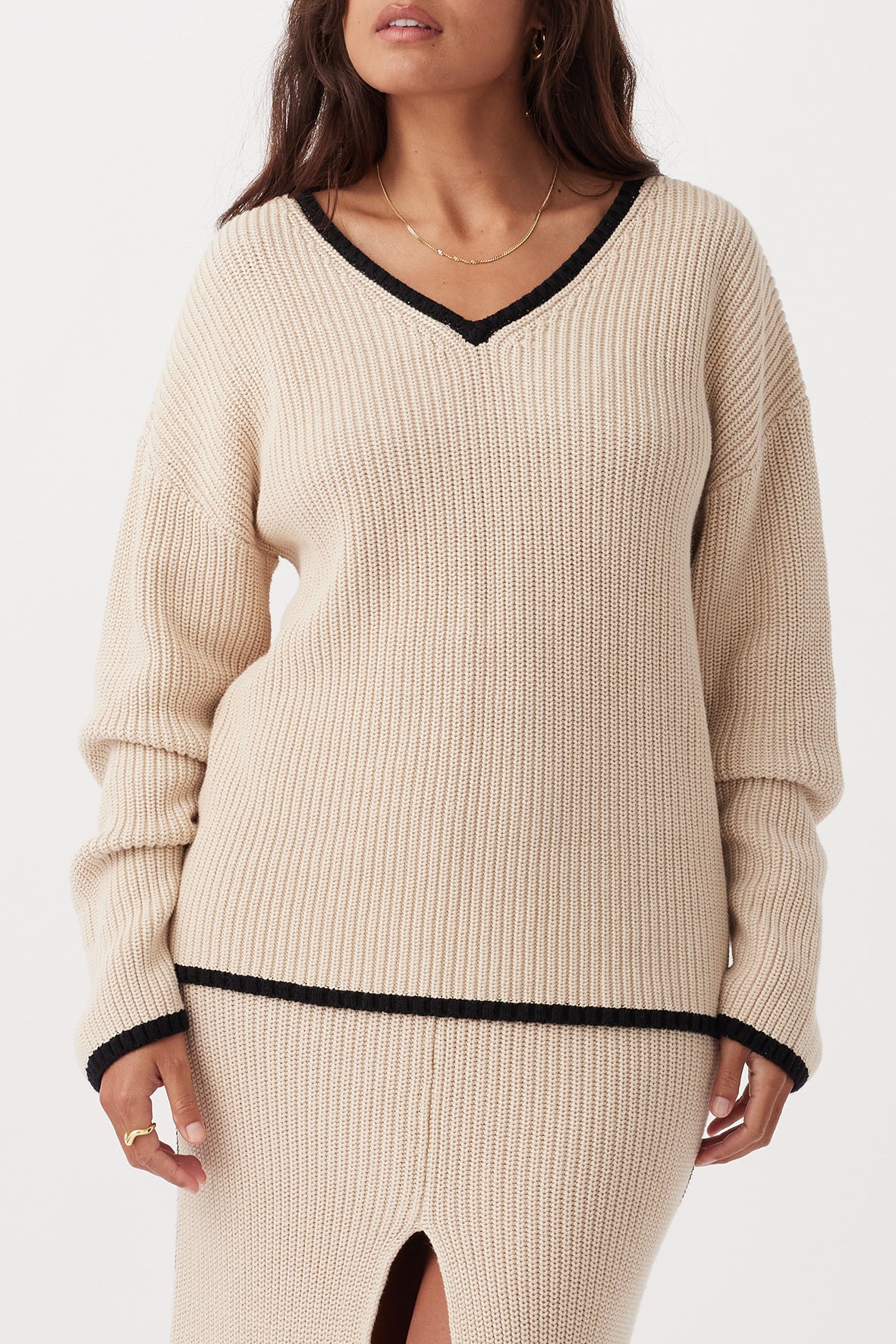 Alfie Organic Knit Sweater - Sand & Black