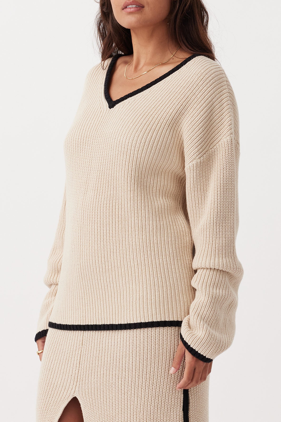 Alfie Organic Knit Sweater - Sand & Black