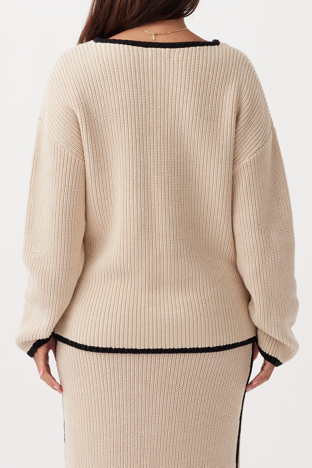 Alfie Organic Knit Sweater - Sand & Black