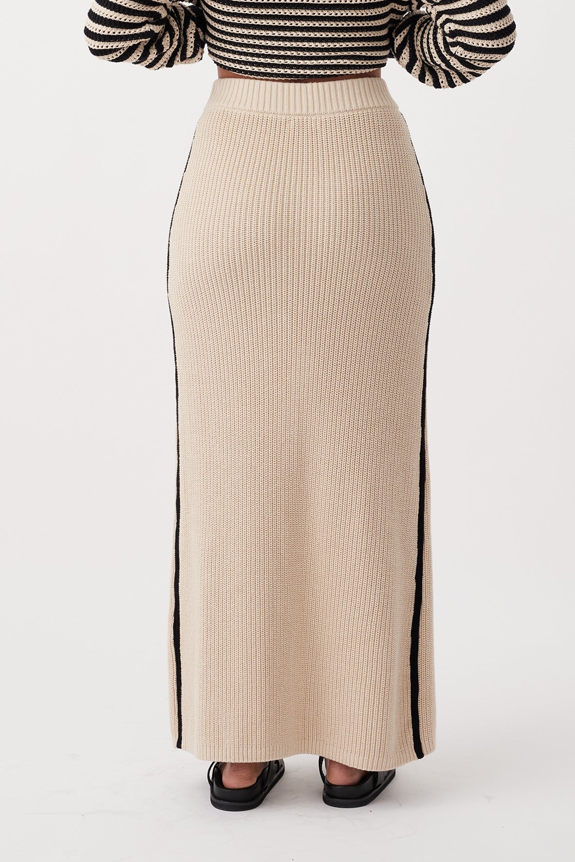 Alfie Organic Cotton Ribbed Skirt - Sand & Black