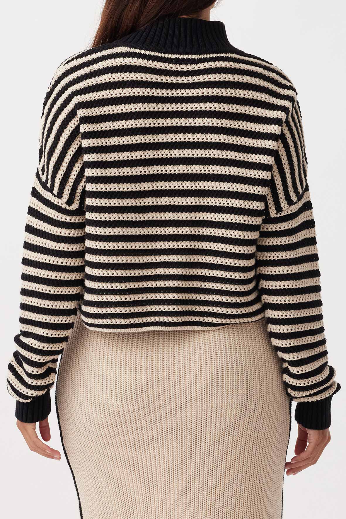 June Cropped Sweater - Sand & Black