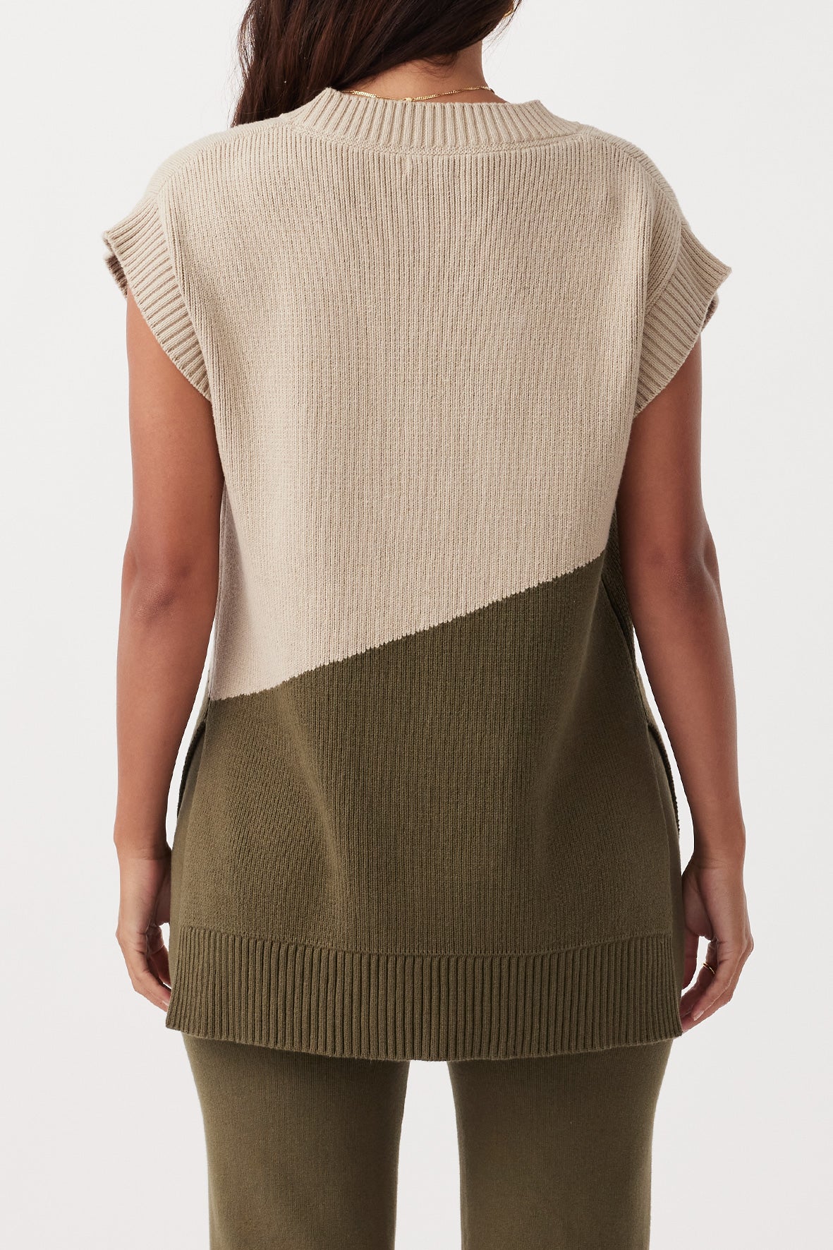 Neo Organic Cotton Vest - Taupe & Olive