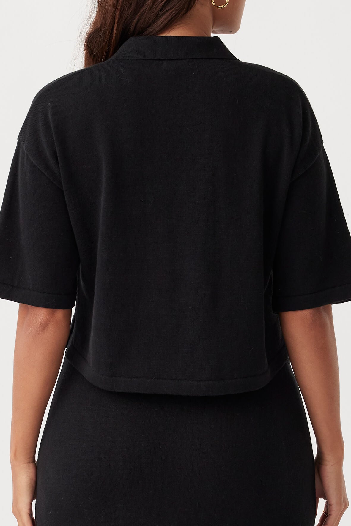 Quinn Cropped Shirt - Black & Taupe