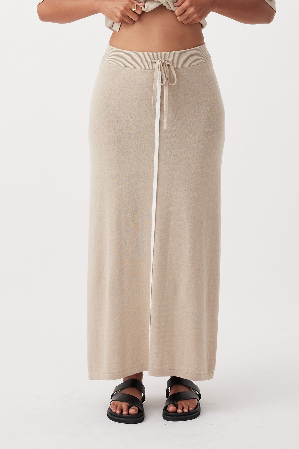 Quinn Organic Cotton-Linen Skirt - Taupe