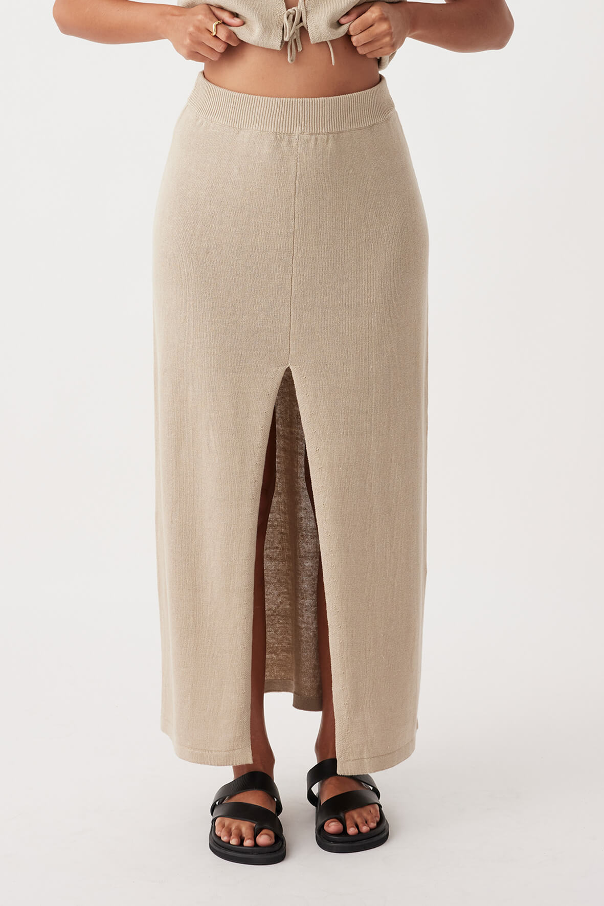 Poppy Organic Cotton Linen Skirt - Taupe