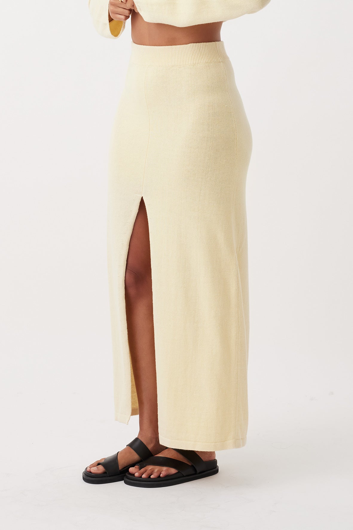 Poppy Organic Cotton-Linen Blend Skirt - Butter