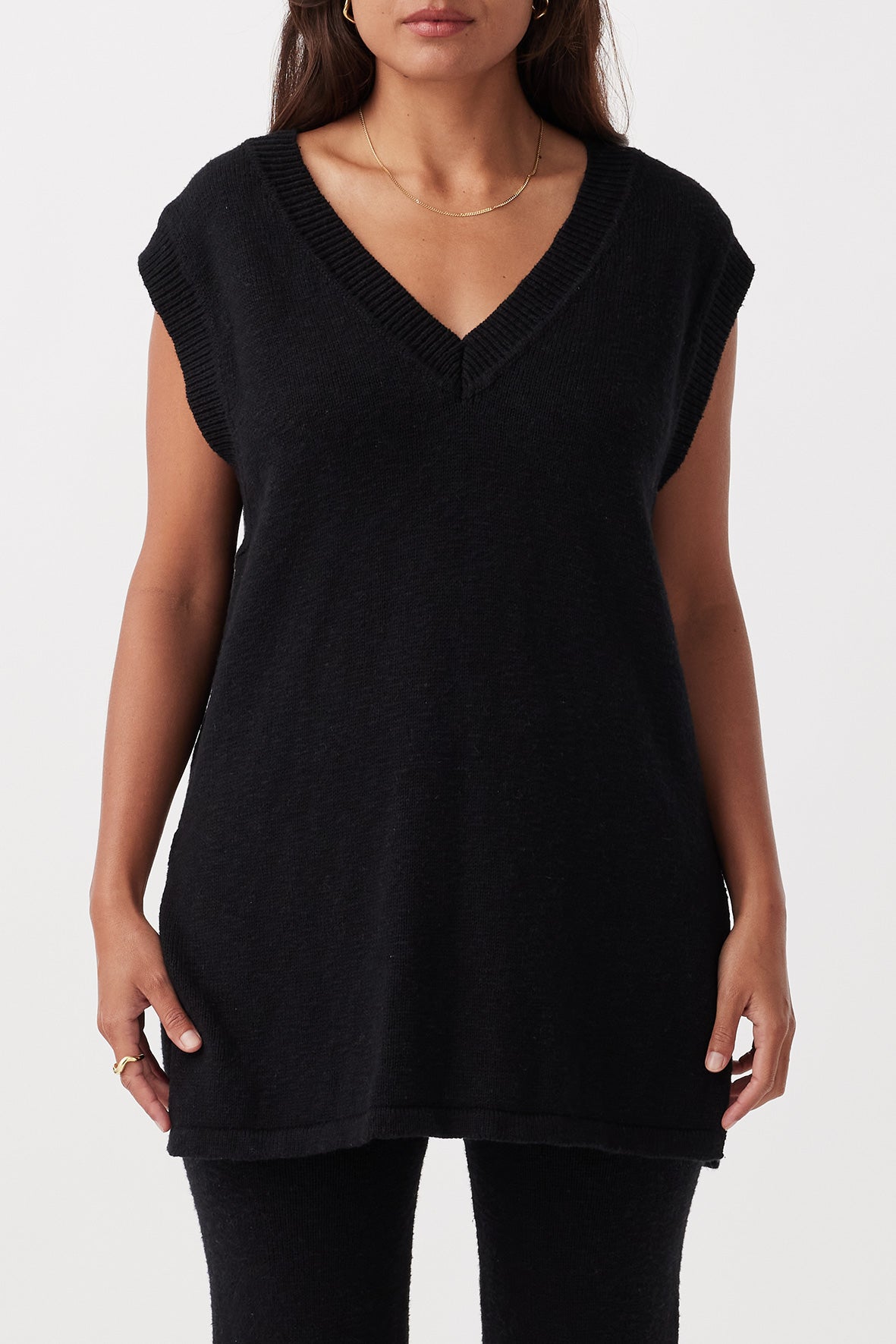 Emma Organic Cotton Vest - Black