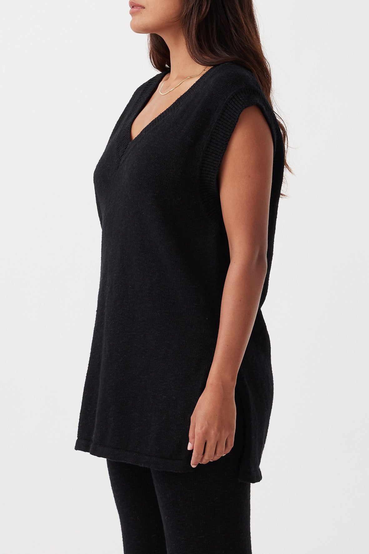 Emma Organic Cotton Vest - Black