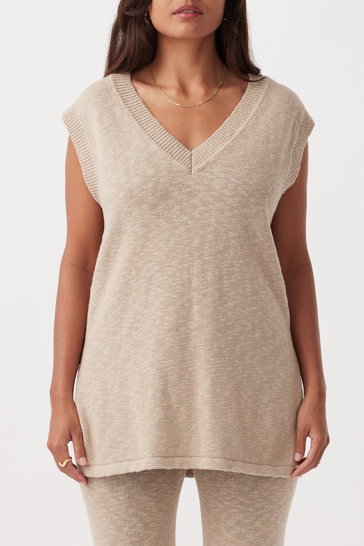 Emma Organic Cotton Vest - Taupe