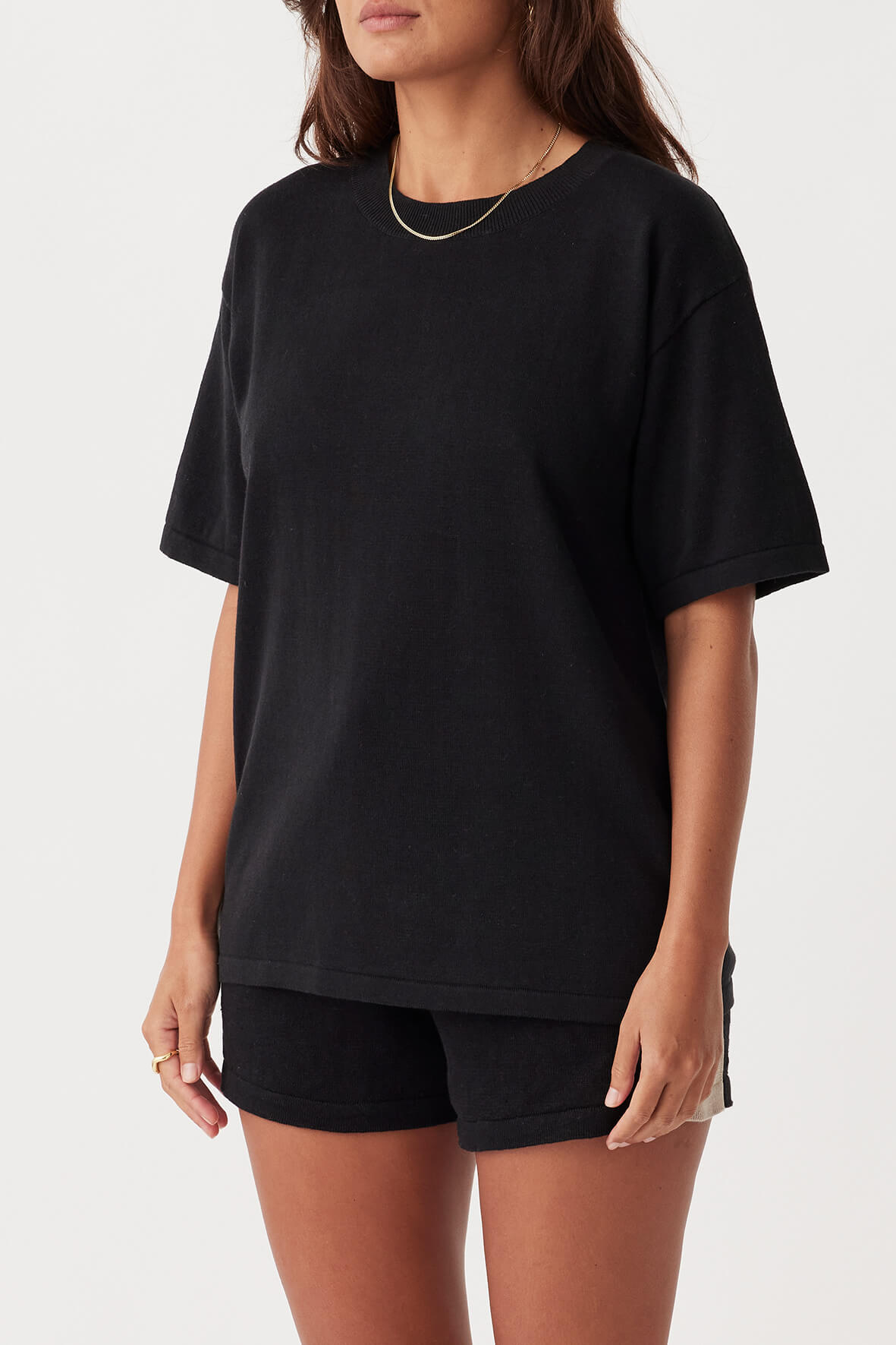 Ada Organic Cotton Linen T-Shirt - Black