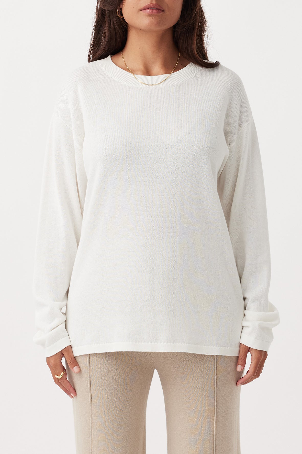 Ada Long Sleeve Organic Linen T-shirt - Cream