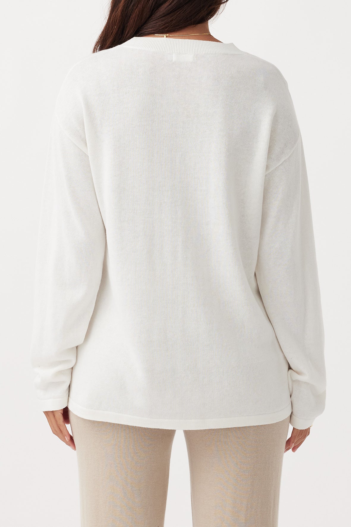 Ada Long Sleeve Organic Linen T-shirt - Cream