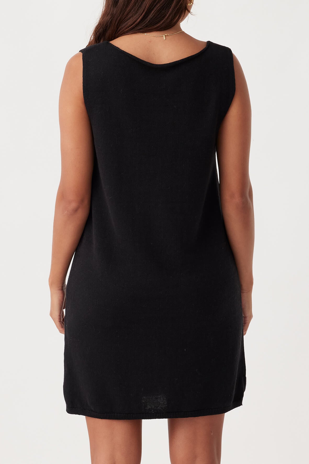 Poppy Mini Dress Black - Organic Cotton Linen, Relaxed V Poppy Mini Dress Black - Organic Cotton Linen, Relaxed V