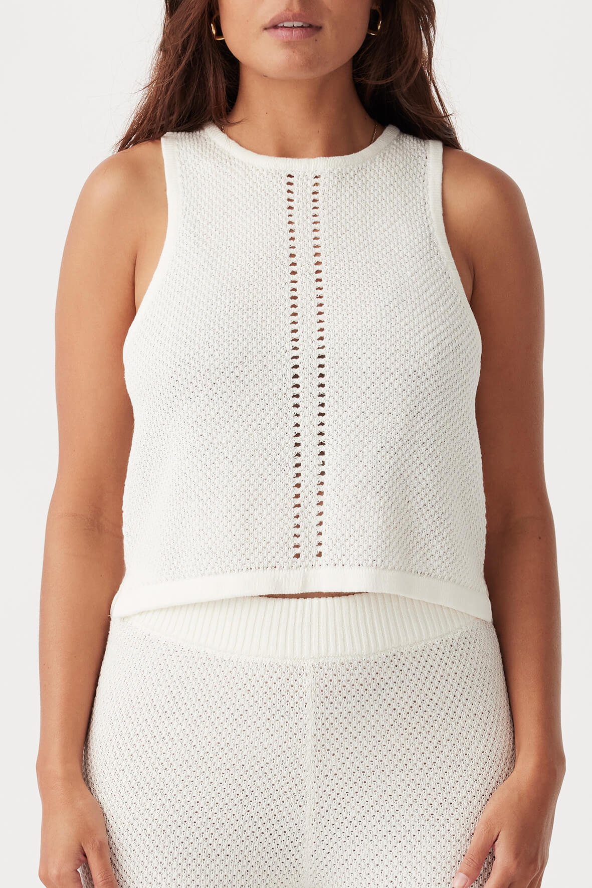 Sloane Cropped Organic Cotton Linen Tank - Cream