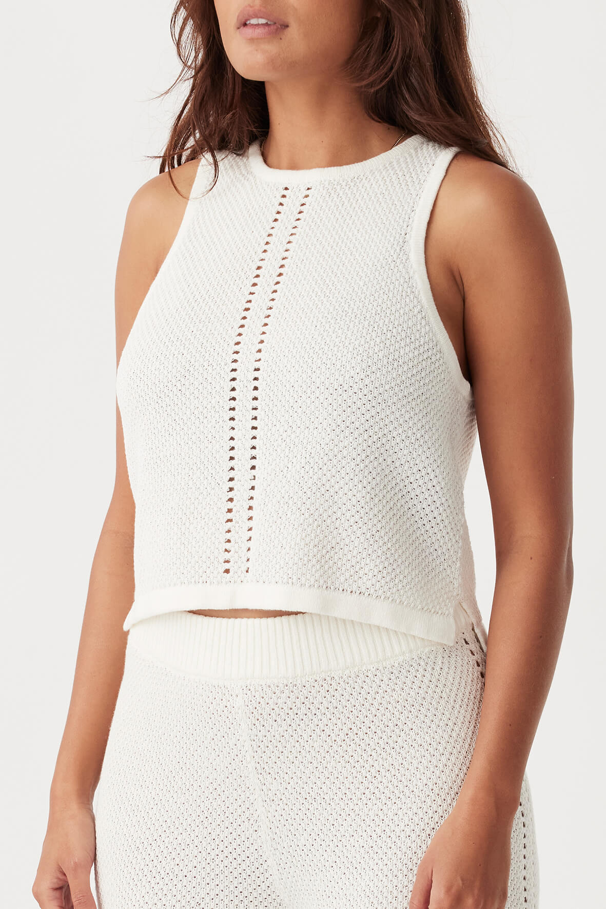 Sloane Cropped Organic Cotton Linen Tank - Cream
