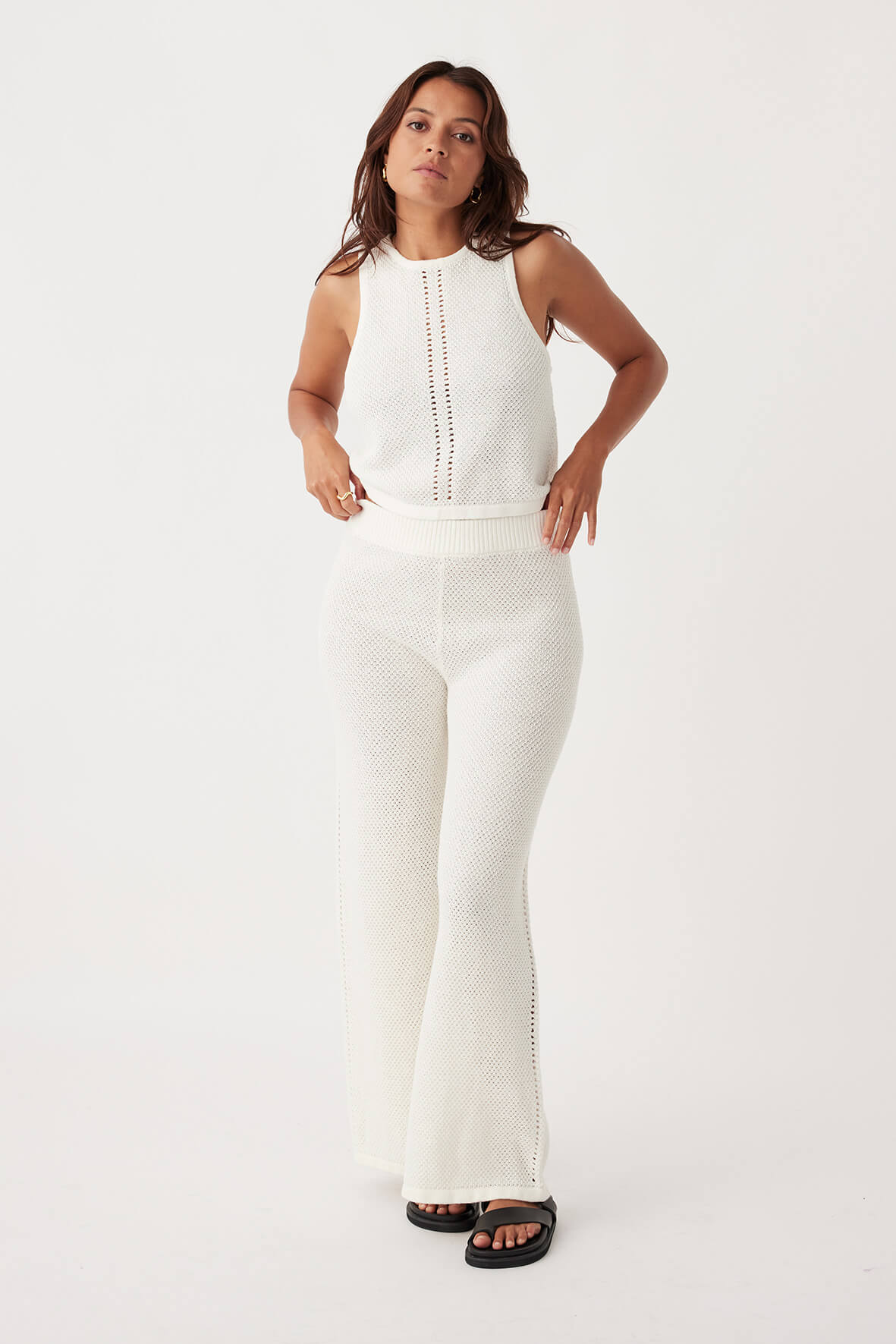 Sloane Organic Cotton Linen Wide-Leg Pant - Cream