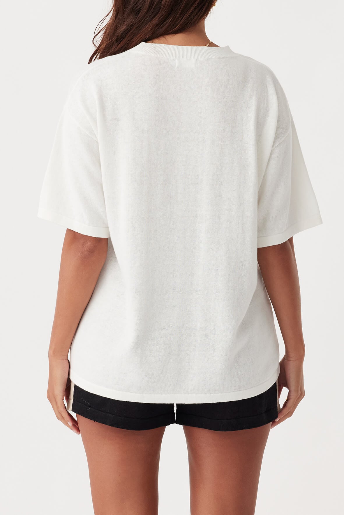 Hazel Organic Cotton-Linen Tshirt - Cream & Black