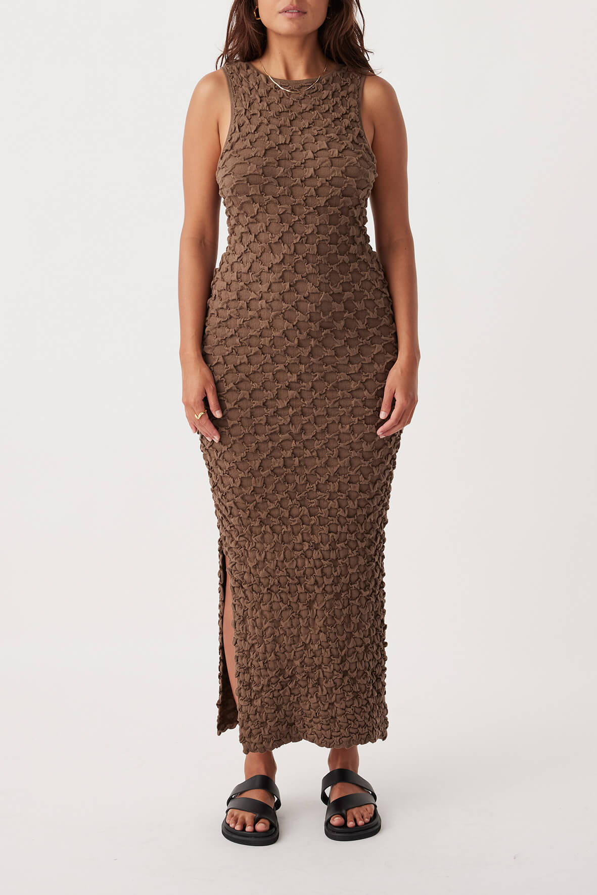 Mila Reversible Textured Maxi Dress - Cacao