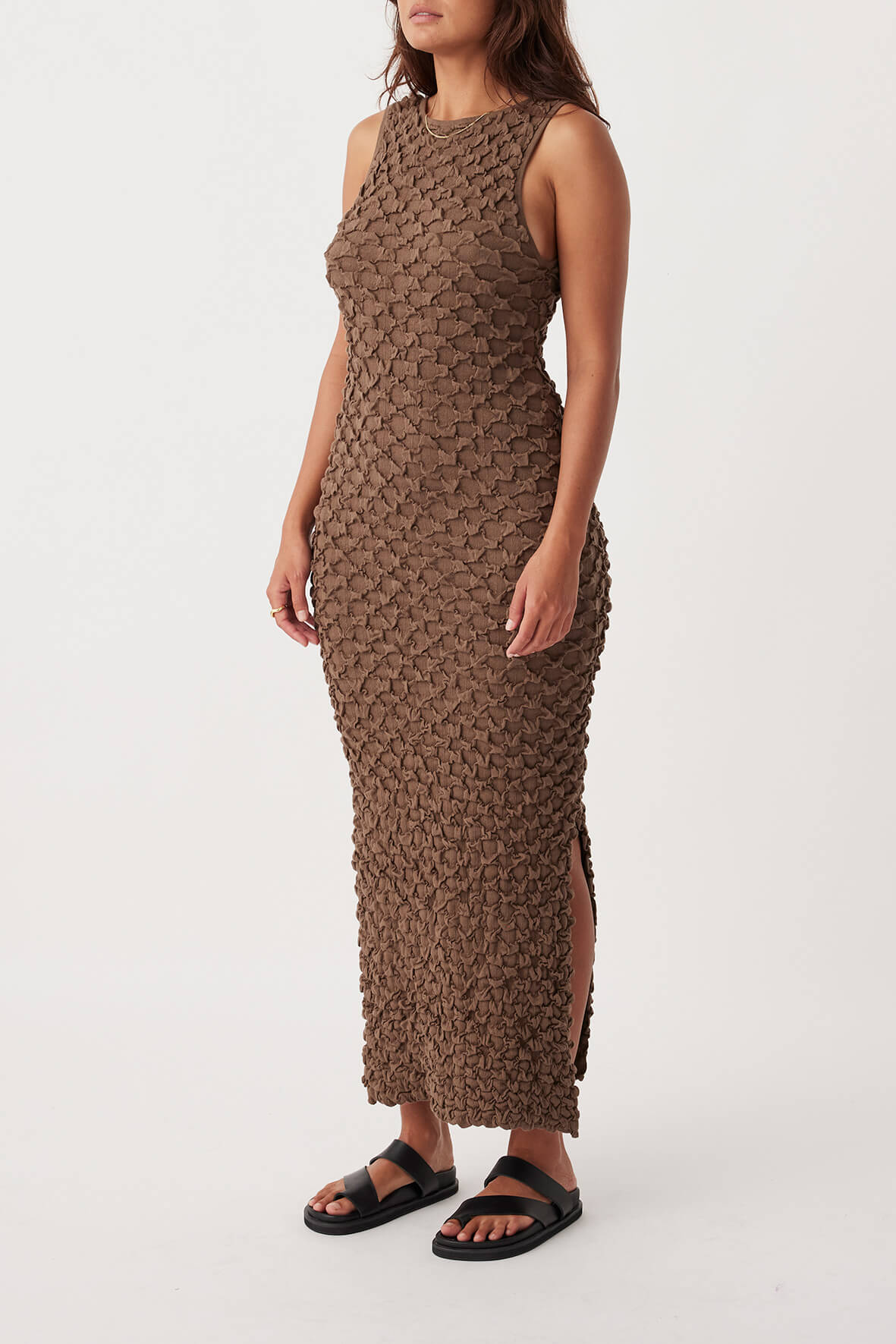 Mila Reversible Textured Maxi Dress - Cacao