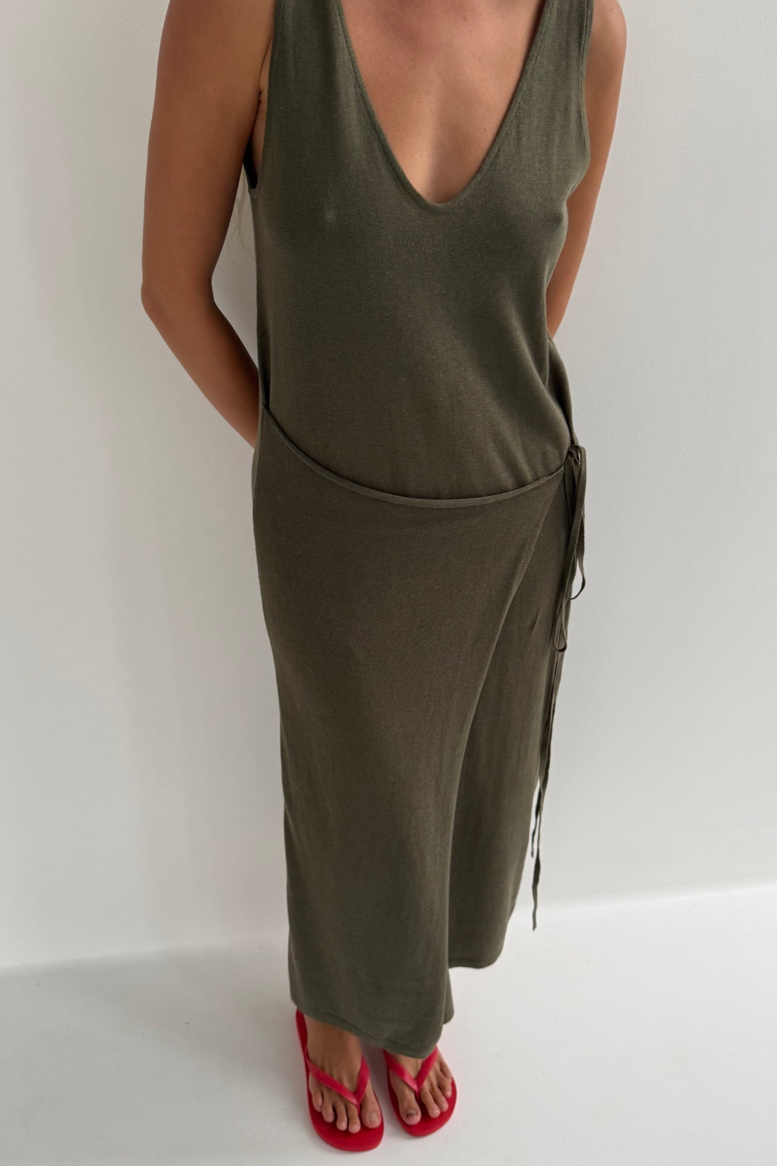 Sarina Wrap Maxi Dress - Smokey Olive