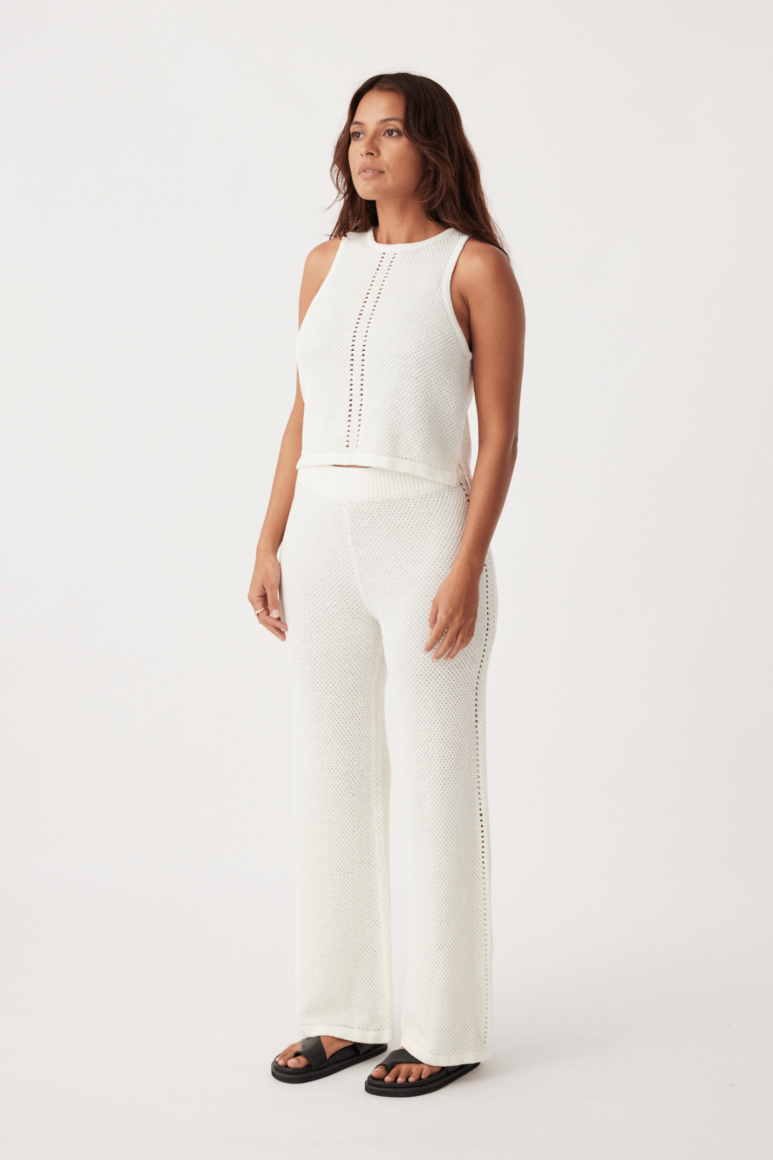 Sloane Cropped Organic Cotton Linen Tank - Cream