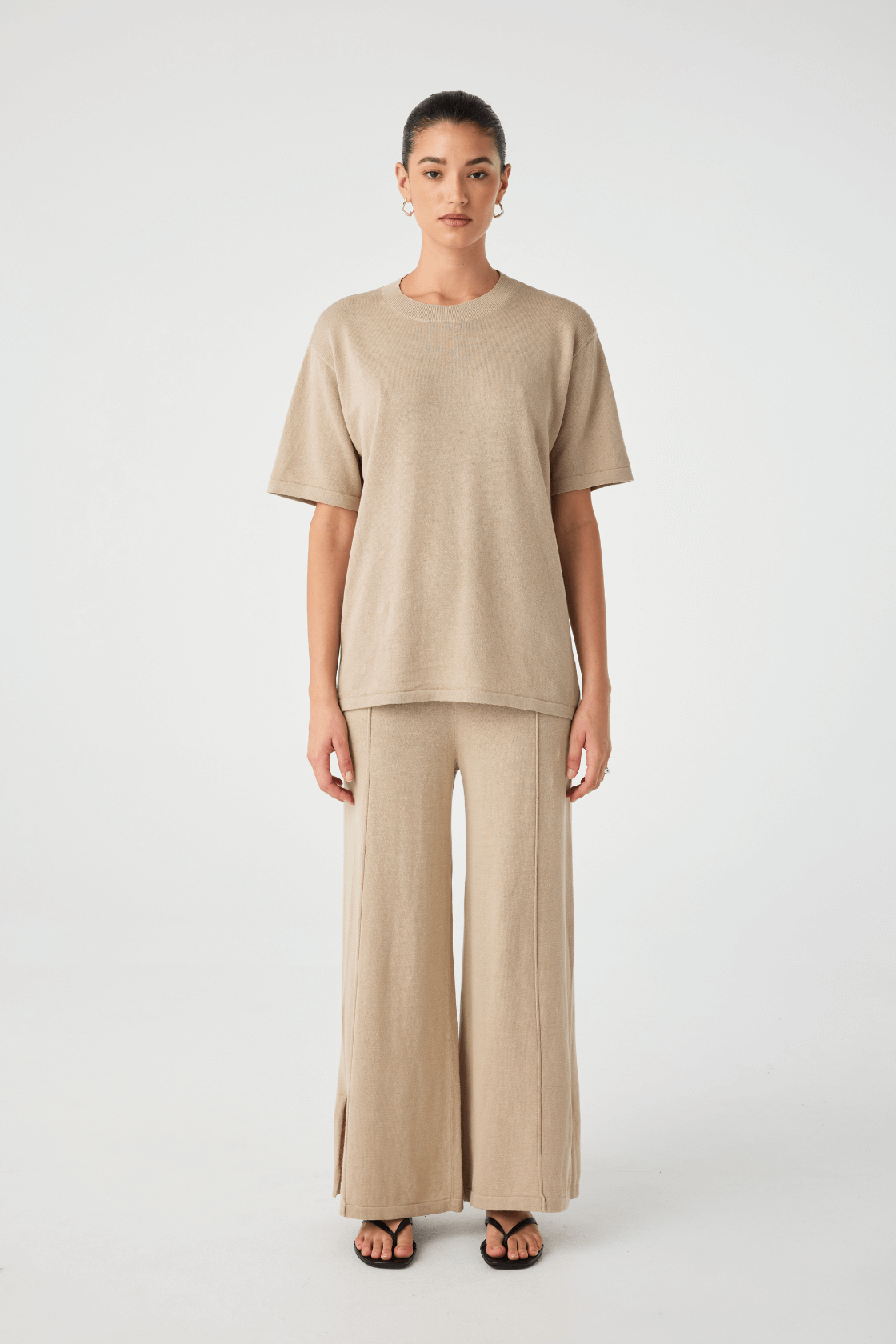 Ada Organic Cotton Linen T-Shirt - Taupe