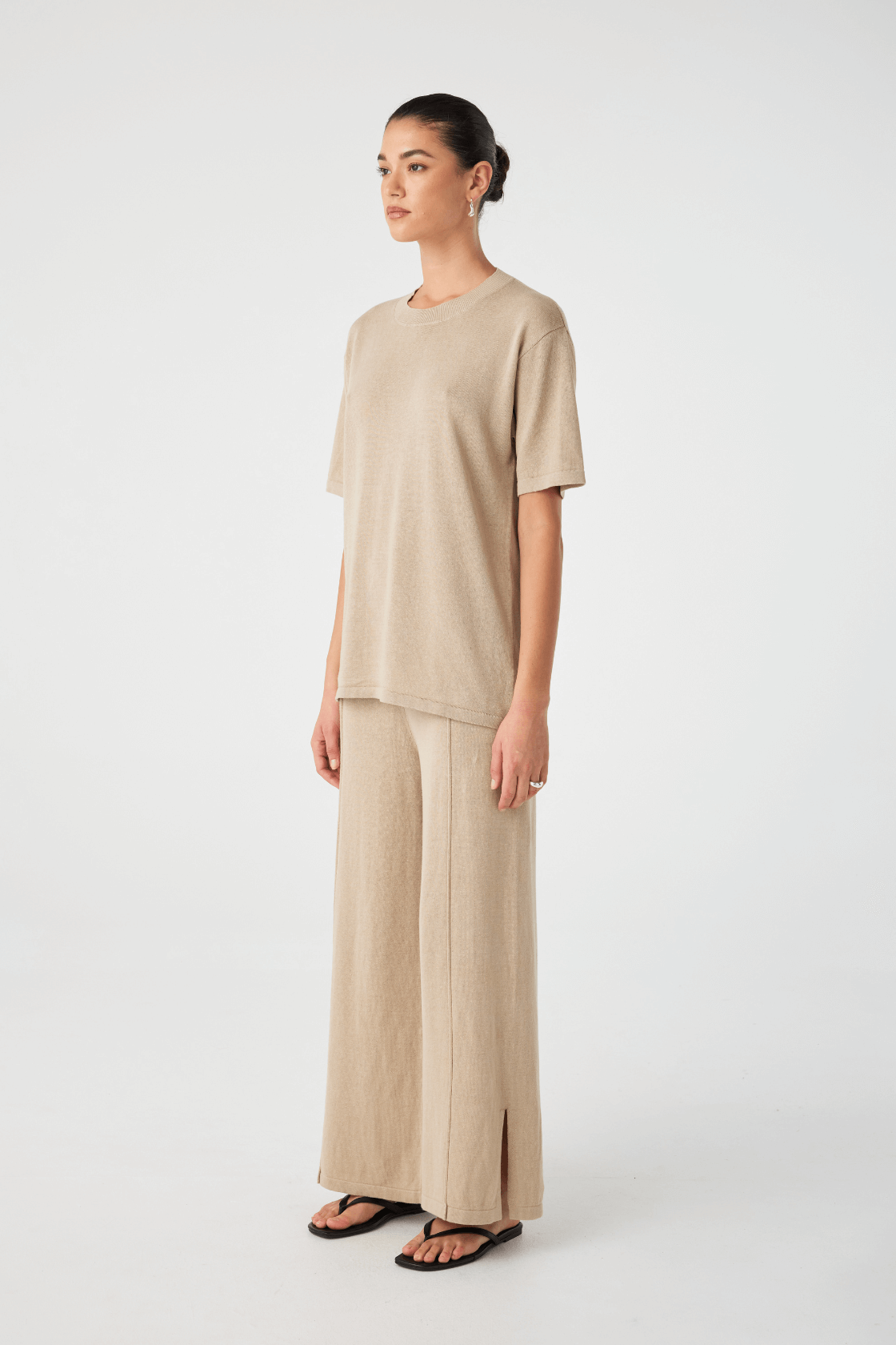 Ada Organic Cotton Linen T-Shirt - Taupe