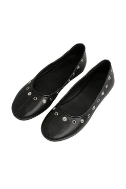 Top view of black ballet flats