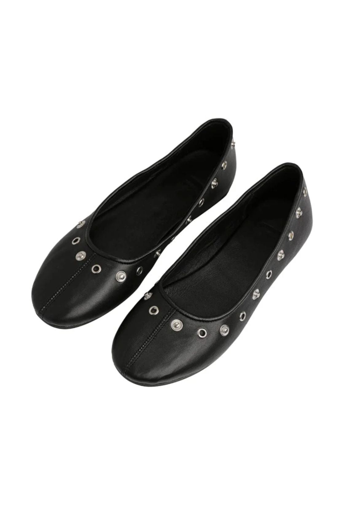 Top view of black ballet flats
