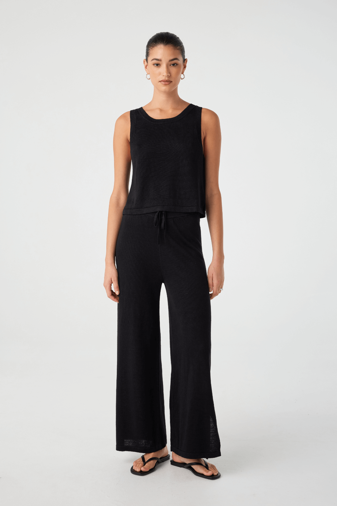 Brie Linen Knit Pant - Black