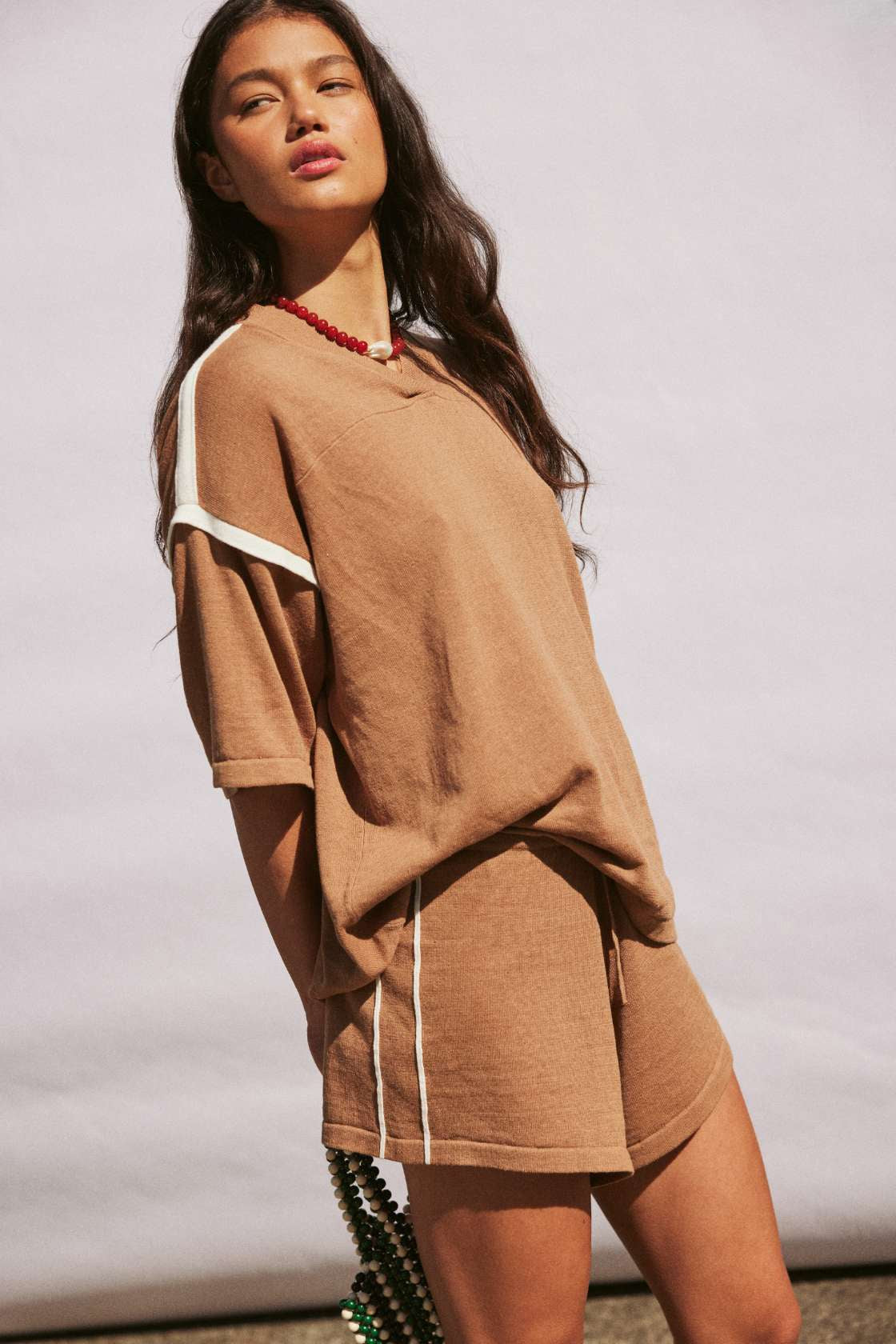 Pippa Drawcord Short - Pecan & Cream