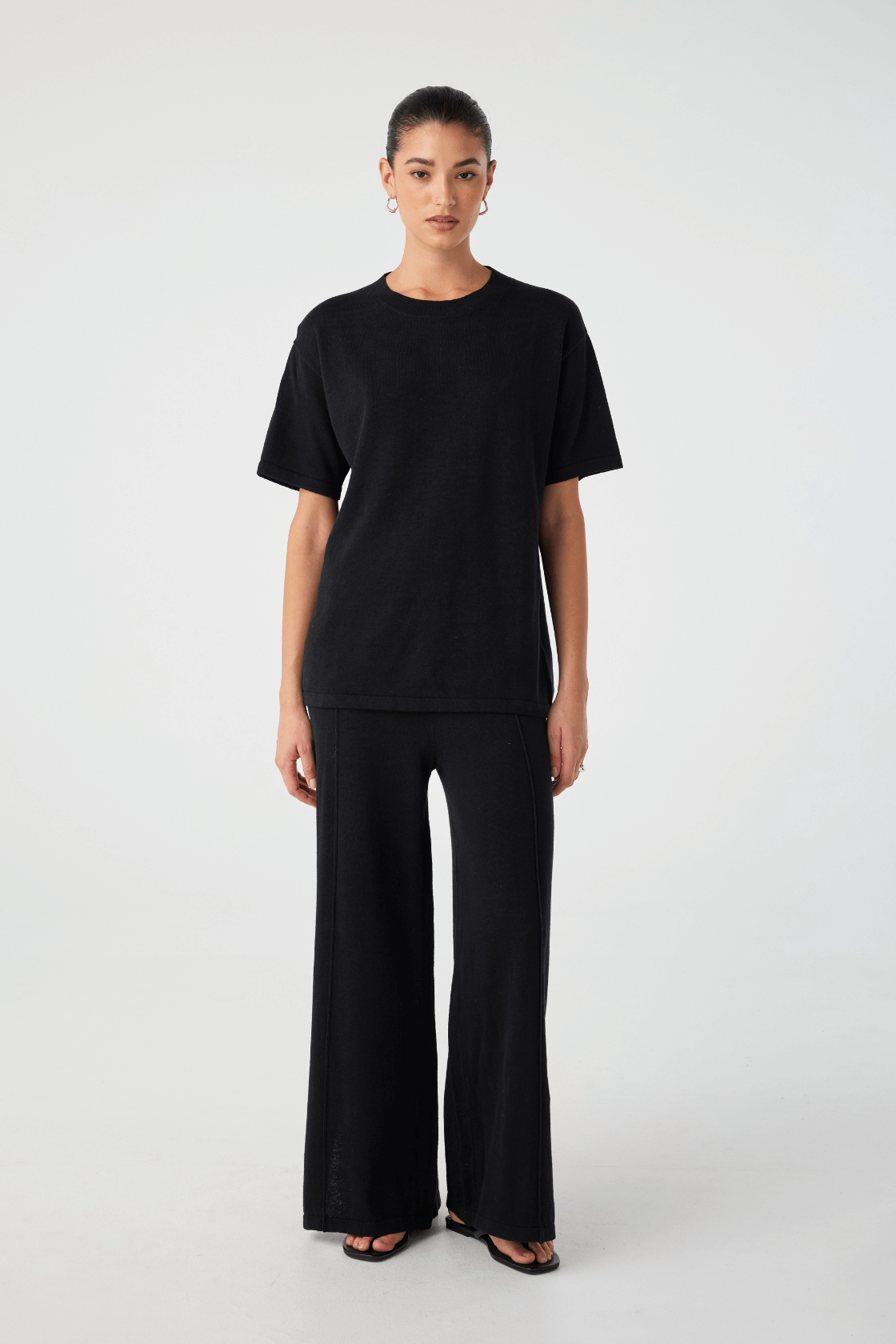 Ada Organic Cotton Linen T-Shirt - Black