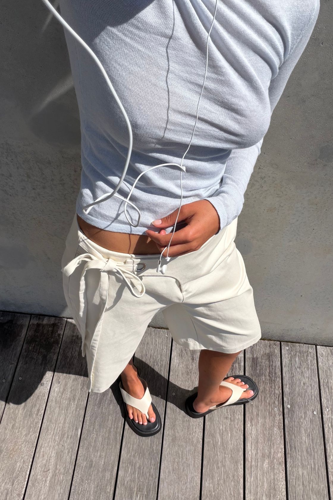 Lucia Tie Bermuda Short - Bone