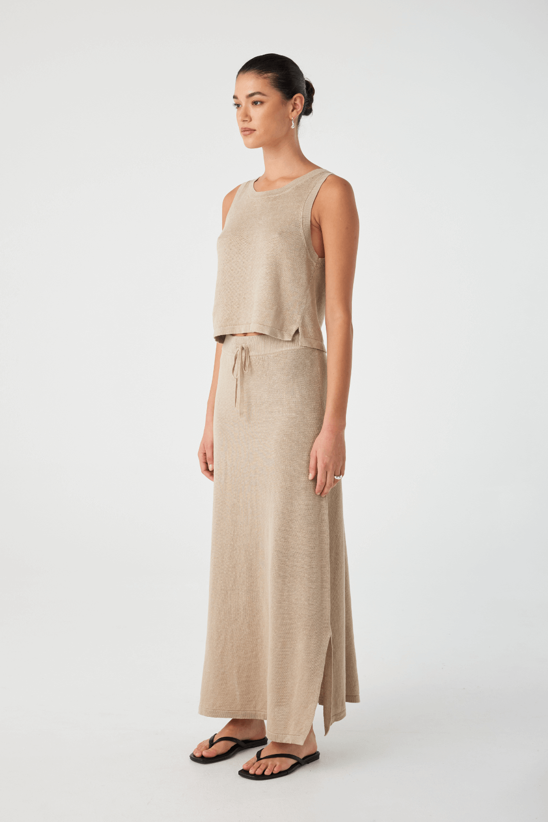 Hugo Linen Knit Skirt - Taupe
