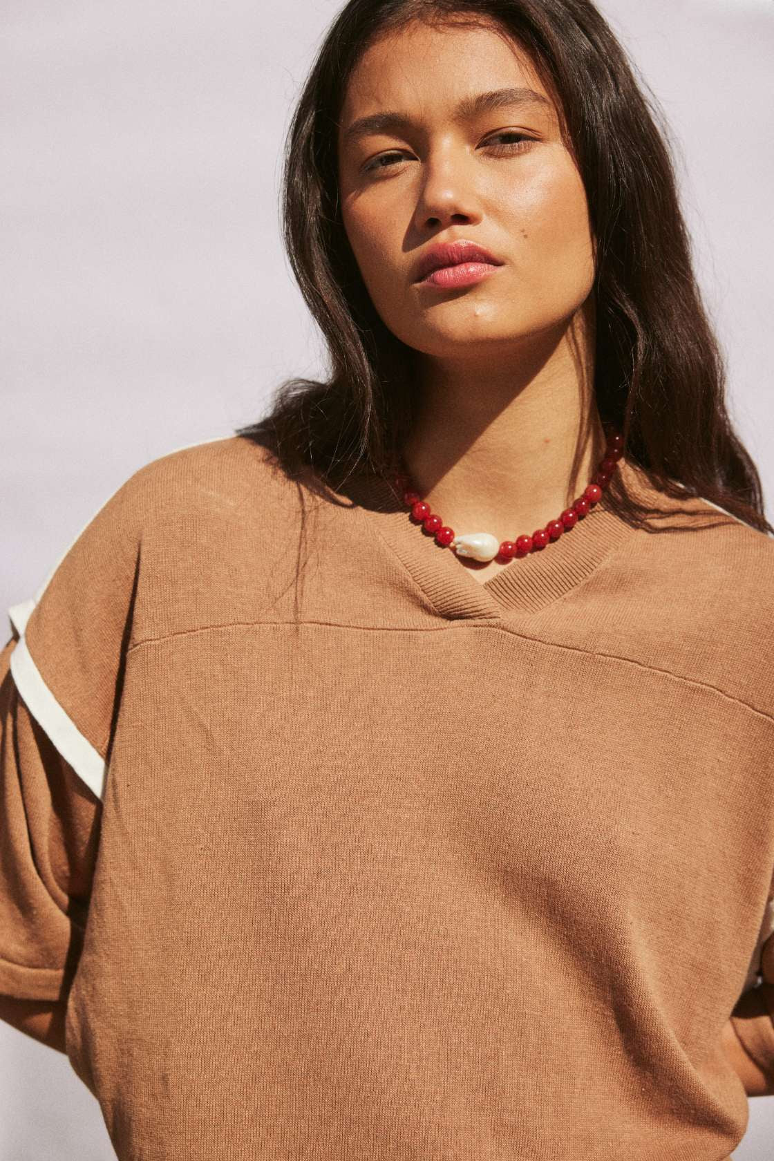 Orlando Oversized Tee - Pecan & Cream
