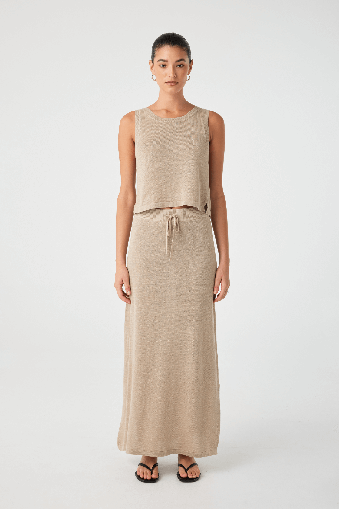 Hugo Linen Knit Skirt - Taupe