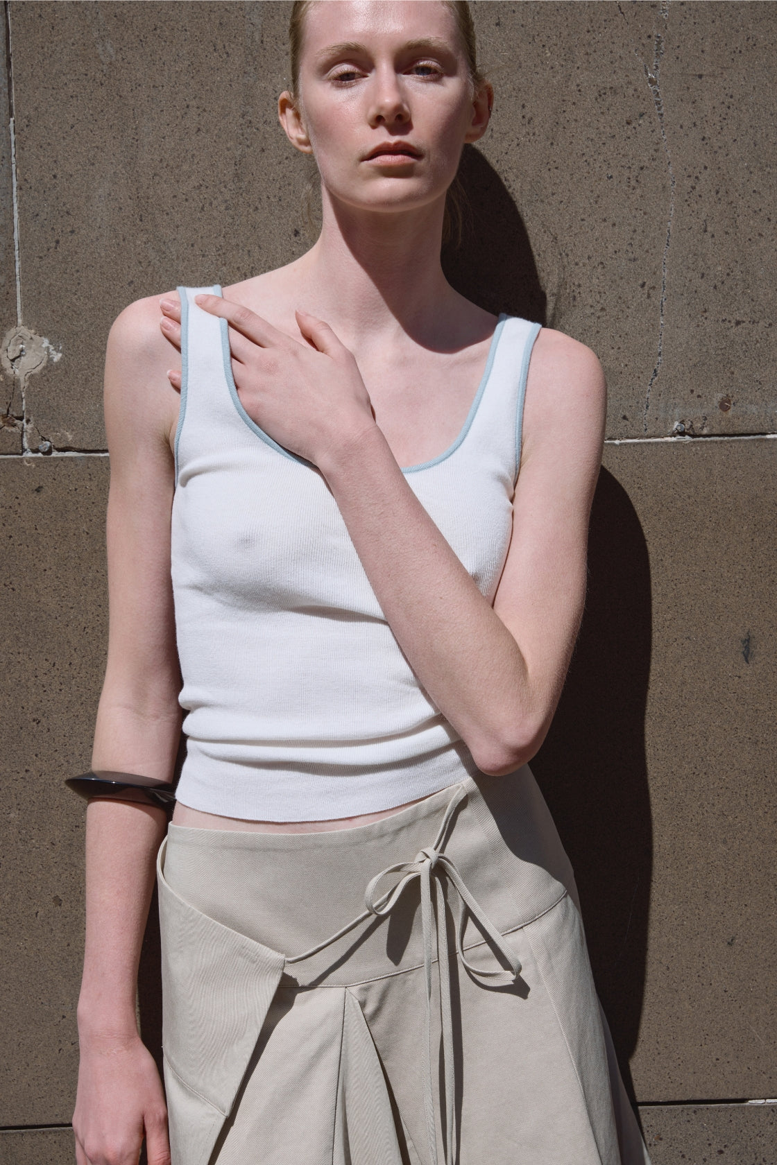 Kaya Tank - Cream & Dusk Blue