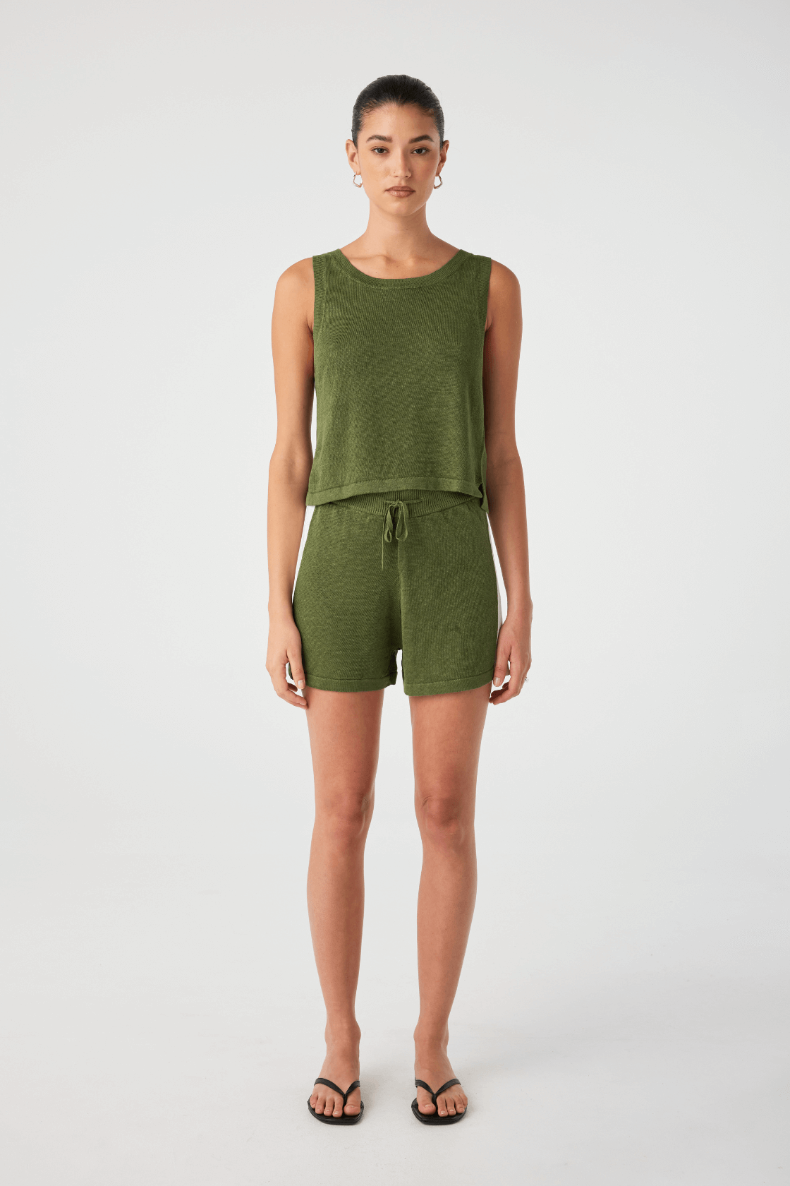 Larri Linen Knit Short - Caper & Cream