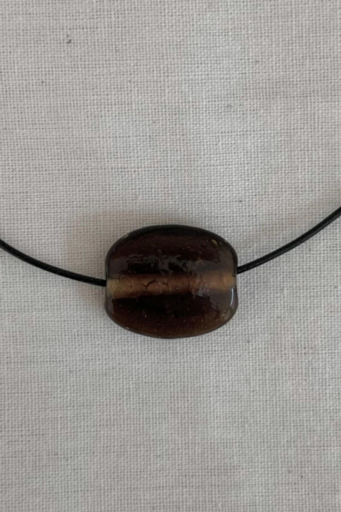 Nuri Studios - Clear Brown Glass Oval Necklace