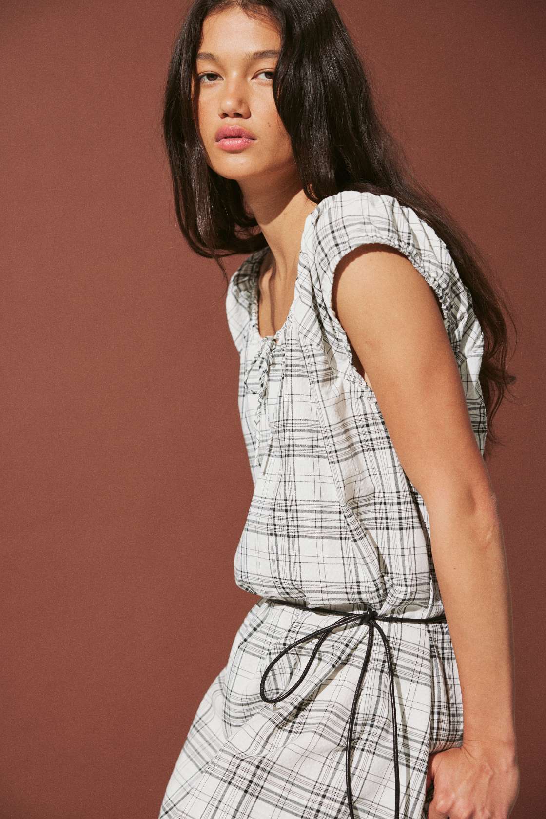 Delilah Dress - Black & Cream Check