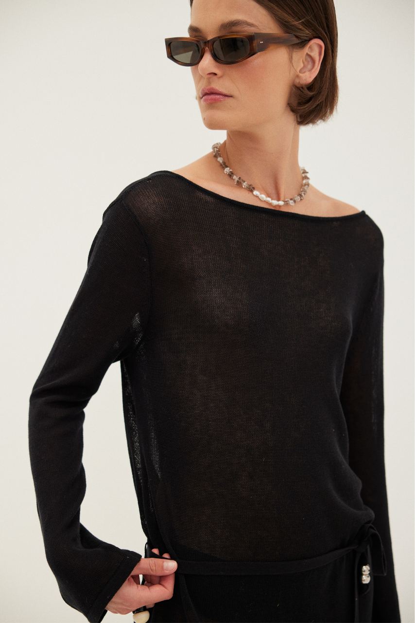 Nika Long Sleeve Mini Dress - Black