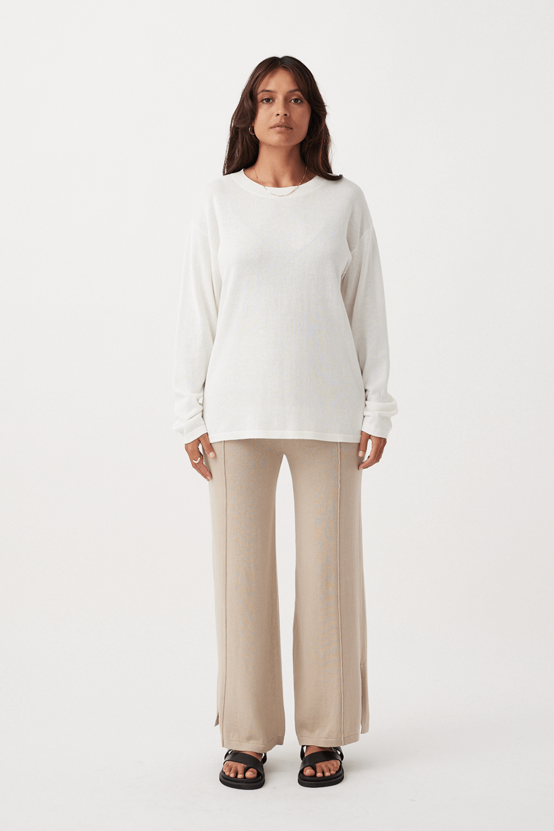 Ada Long Sleeve Organic Linen T-shirt - Cream