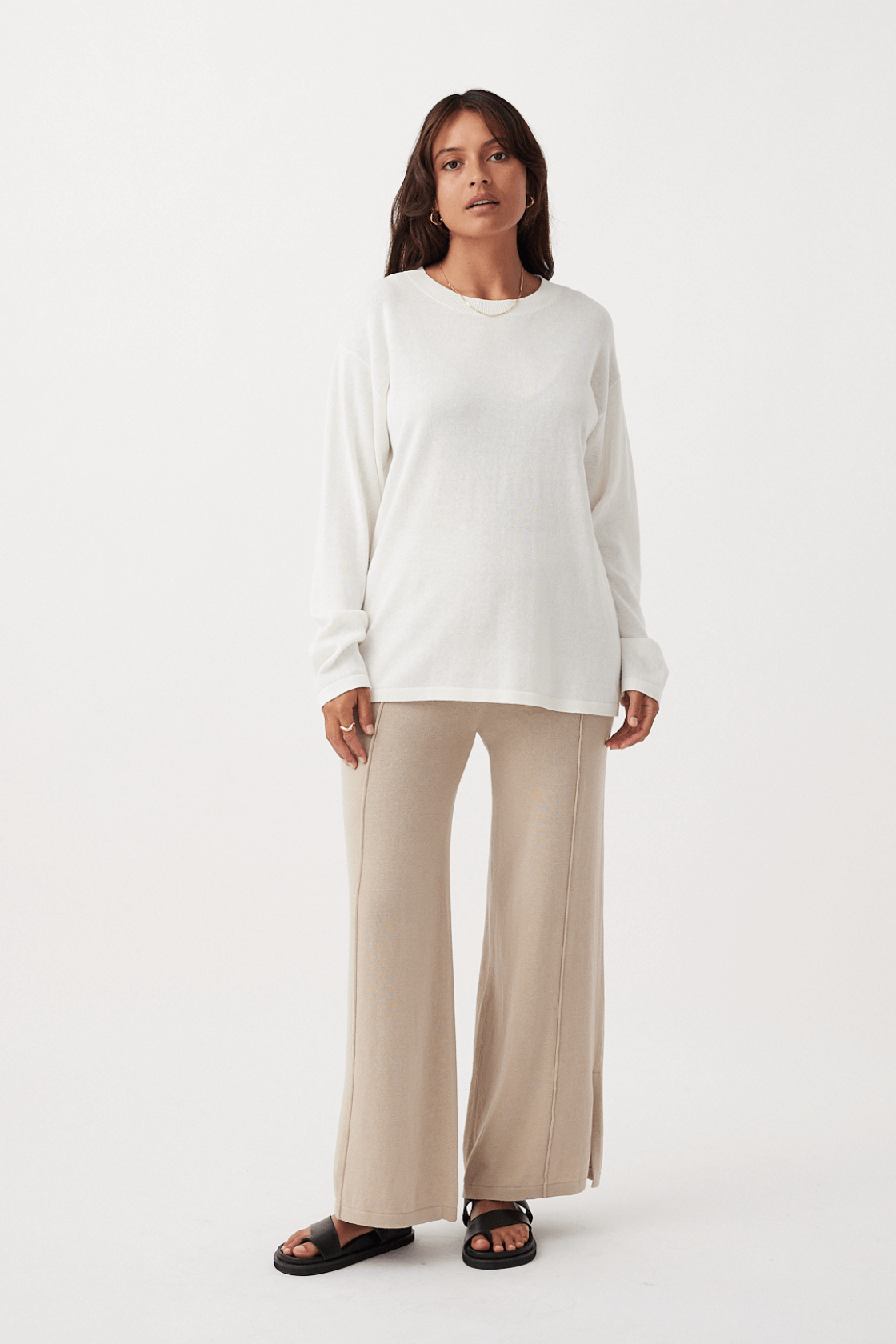 Ada Long Sleeve Organic Linen T-shirt - Cream