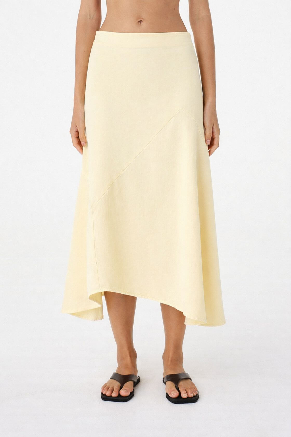 Alessia Skirt Butter, full-length front view (waistband and hem)