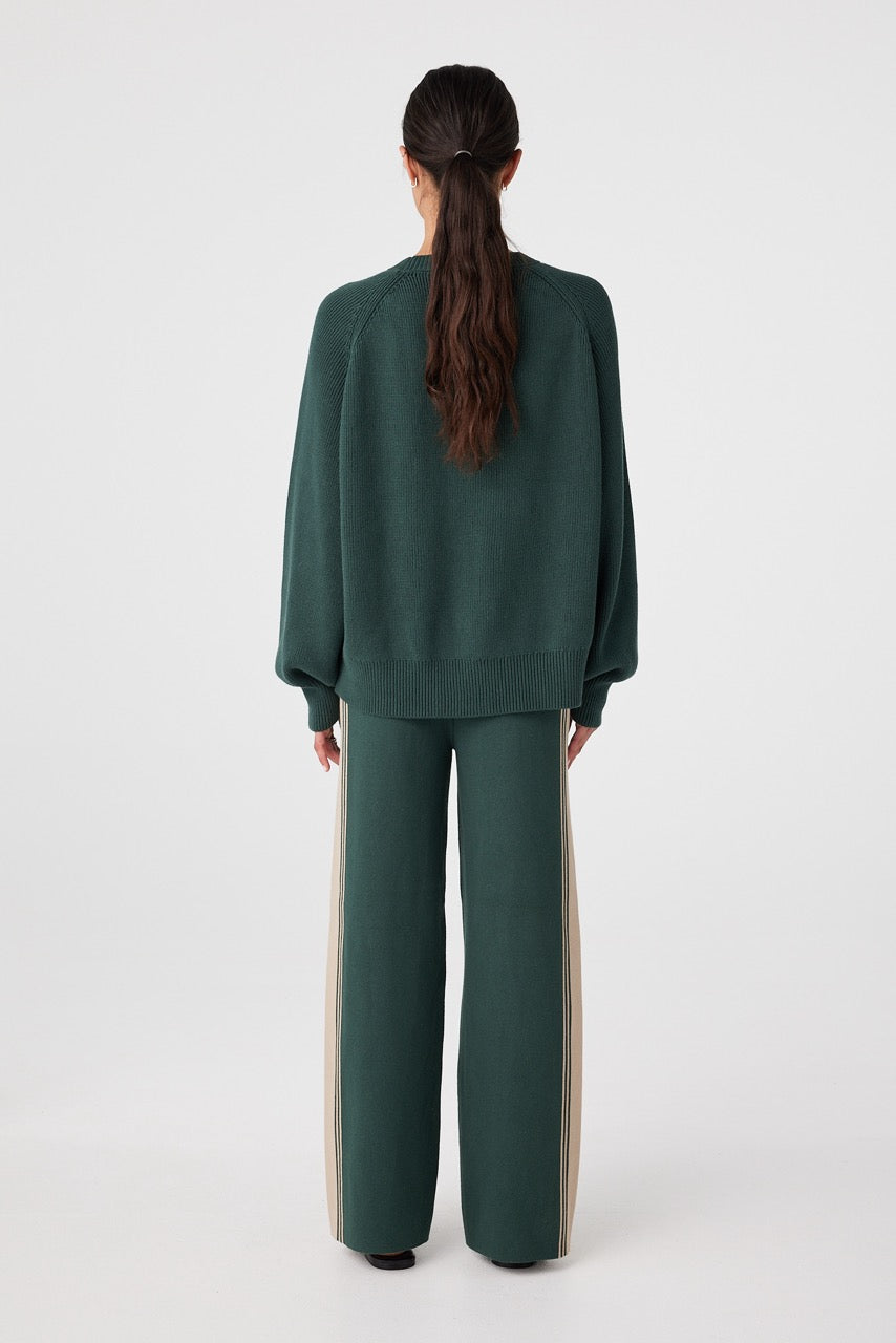 Organic Cotton Rib Knit Green Sweater – Aubrey