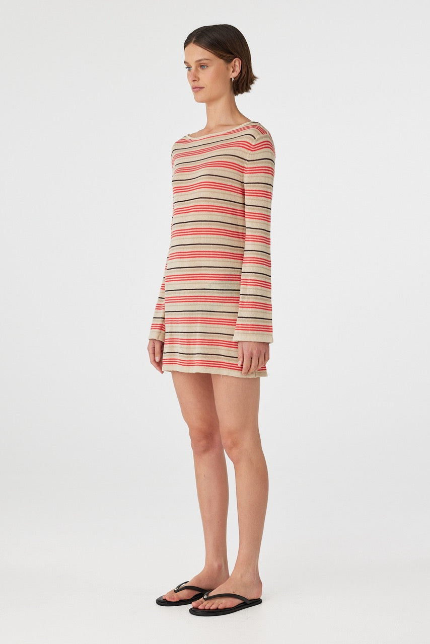 Side profile of Nia Mini Dress showing relaxed drape and soft knit texture